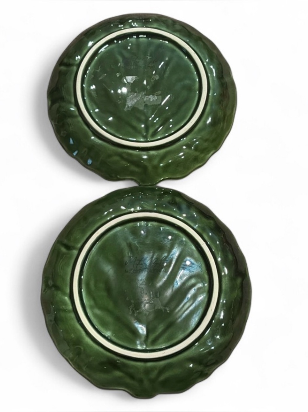 Matias Belo Green Cabbage Plates Hand Painted Made in Portugal, Two Dishes - Picture 3 of 12